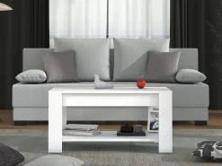 Tavolino da Salotto Bianco un Vano Forma Rettangolare 90x49.5x45.5h cm, Materiale Piano in Legno Nobilitato - Signa