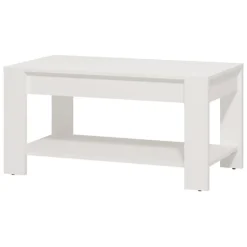 Tavolino da Salotto Bianco un Vano Forma Rettangolare 90x49.5x45.5h cm, Materiale Piano in Legno Nobilitato - Signa