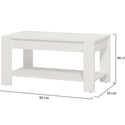 Tavolini Da Salotto > Dmora Tavolino da Salotto un Vano Piano Sollevabile 98x50x43h cm, Forma Rettangolare - Corallo Bianco