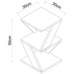 Tavolini Da Salotto > Dmora Tavolino da Salotto 2 Vani Forma Rettangolare 30x30x50h cm, Materiale Piano in Legno Nobilitato - Rubiana Bianco