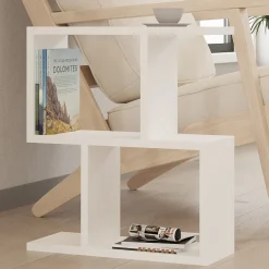 Tavolini Da Salotto > Dmora Tavolino da Salotto 2 Vani Forma Rettangolare 51x18x49h cm, Materiale Piano in Legno Nobilitato - Crixia Bianco