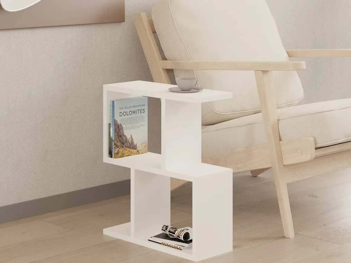 Tavolini Da Salotto > Dmora Tavolino da Salotto 2 Vani Forma Rettangolare 51x18x49h cm, Materiale Piano in Legno Nobilitato - Crixia Bianco