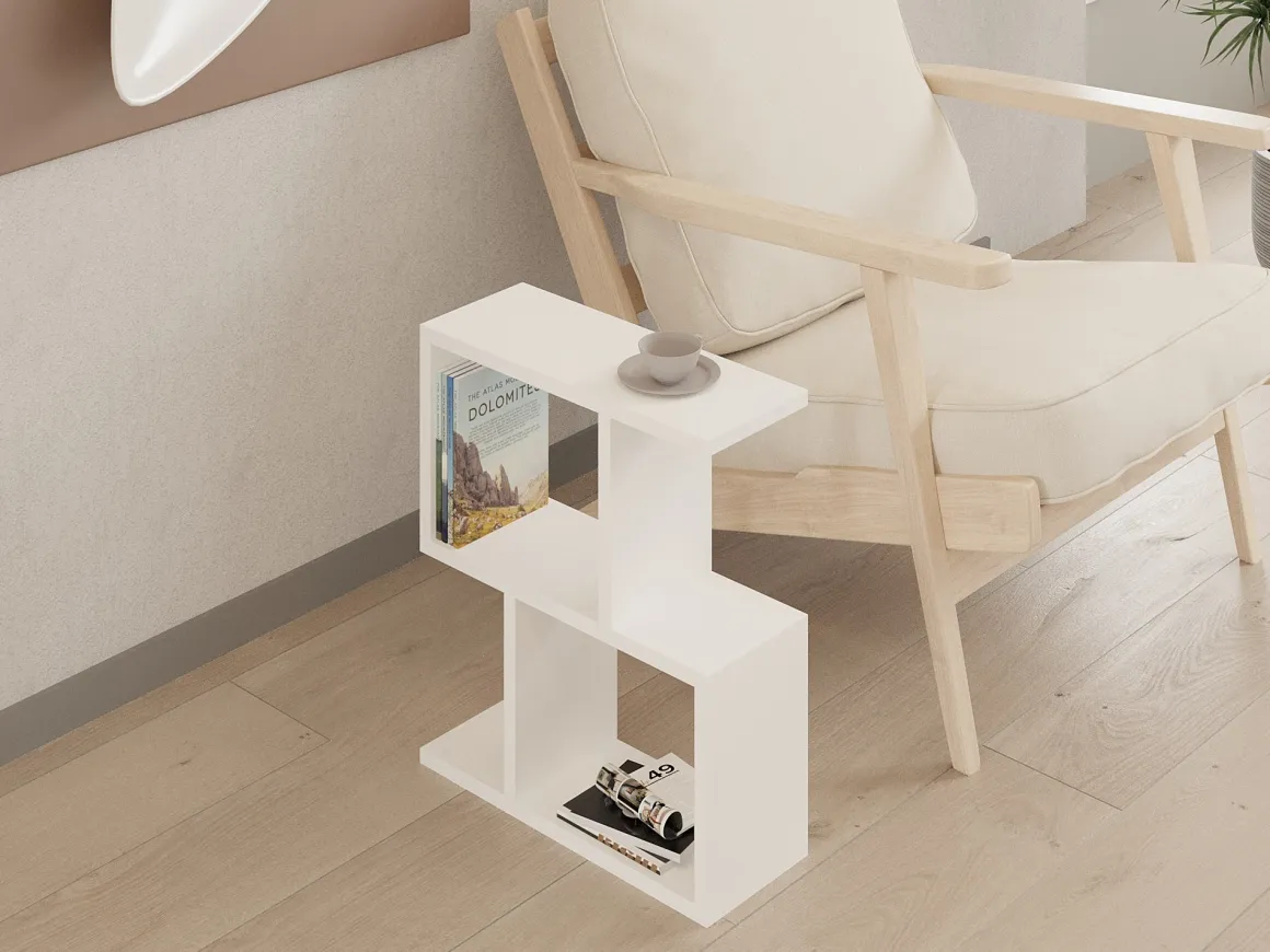 Tavolini Da Salotto > Dmora Tavolino da Salotto 2 Vani Forma Rettangolare 51x18x49h cm, Materiale Piano in Legno Nobilitato - Crixia Bianco