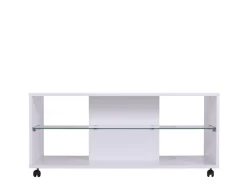 Tavolini Da Salotto > Dmora Tavolino da Salotto 3 Vani Forma Rettangolare 101x58x53.5h cm, Materiale Piano in Legno Nobilitato - Vervio Bianco