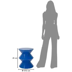 Tavolino da Salotto blu Design Moderno Forma Rotondo 40x50x38h cm, Colore Ripiano blu - Ilam