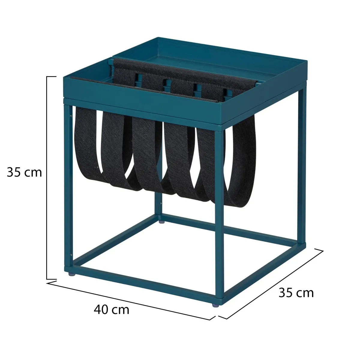 Tavolini Da Salotto > Dmora Tavolino da Salotto Forma Quadrata Materiale Piano in Metallo 35x40x35h cm, Colore Ripiano - Limana Blu