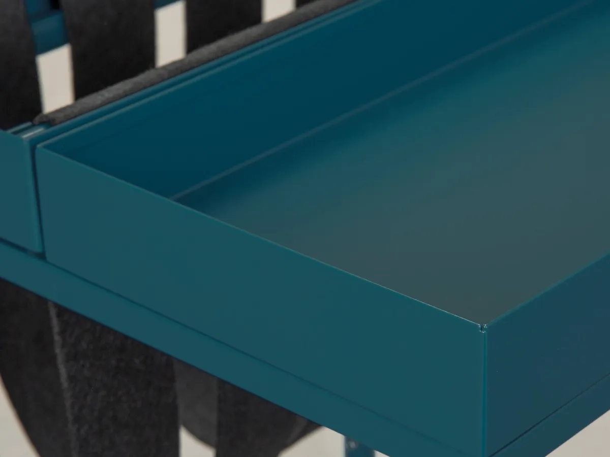Tavolini Da Salotto > Dmora Tavolino da Salotto Forma Quadrata Materiale Piano in Metallo 35x40x35h cm, Colore Ripiano - Limana Blu