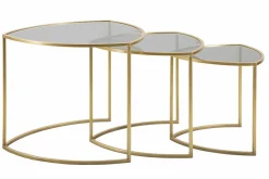 Tavolini Da Salotto > Dmora Tavolino da salotto circolare oro 70x70x54h cm - Set di 4 tavolini da salotto Cabiaglio Oro Oro