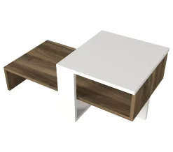 Tavolino da salotto complesso bianco e noce 40x44x33h cm - Pontey