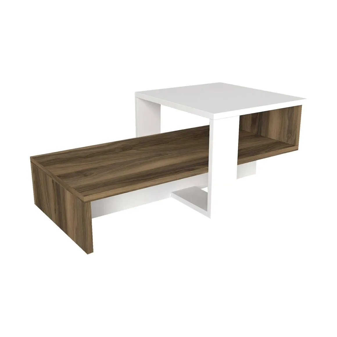 Tavolino da salotto complesso bianco e noce 40x44x33h cm - Pontey