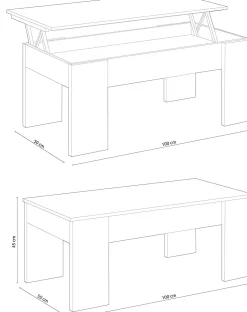 Salotto > Dmora Tavolino da salotto Dleal, 100x50h45/56 cm, Bianco e Rovere Nodi Marrone, Bianco Rovere Nodi