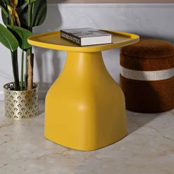 Tavolini Da Salotto > Dmora Tavolino da Salotto Adatto per Indoor/outdoor Forma Quadrato 48x48x38h cm, Colore Ripiano - Matata Giallo