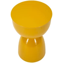 Tavolino da Salotto Giallo Senape Forma Rotondo Colore Ripiano Giallo 33x50x33h cm, Sfumatura Colore Struttura Senape - Gorkha