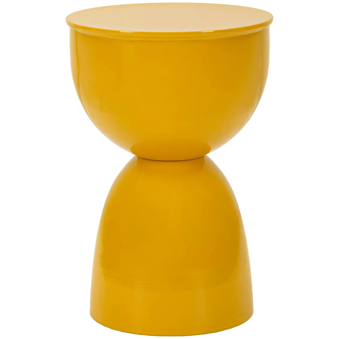 Tavolino da Salotto Giallo Senape Forma Rotondo Colore Ripiano Giallo 33x50x33h cm, Sfumatura Colore Struttura Senape - Gorkha