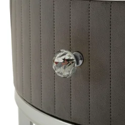 Tavolini Da Salotto > Dmora Tavolino da Salotto Grigio Argento un Cassetto Rivestimento in Tessuto Imbottito Modulabile 70x70x45h cm, un Vano - Daza Argento, Grigio