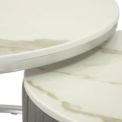 Tavolini Da Salotto > Dmora Tavolino da Salotto Grigio Argento un Cassetto Rivestimento in Tessuto Imbottito Modulabile 70x70x45h cm, un Vano - Daza Argento, Grigio