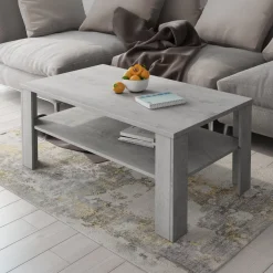 Tavolino da Salotto Grigio Cemento un Vano Forma Rettangolare 110x65x47h cm, Sfumatura Colore Ripiano Cemento - Rora