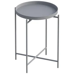 Tavolini Da Salotto > Dmora Tavolino da Salotto Forma Rotondo Materiale Piano in Metallo 46x46x56h cm, Colore Ripiano Grigio - Gombito Grigio Chiaro