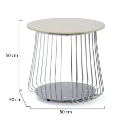 Tavolino da Salotto Grigio Forma Circolare Materiale Piano in Metallo 50x50x50h cm, Colore Ripiano Grigio - Cavalese