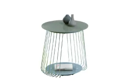 Tavolino da Salotto Grigio Forma Circolare Materiale Piano in Metallo 50x50x50h cm, Colore Ripiano Grigio - Cavalese