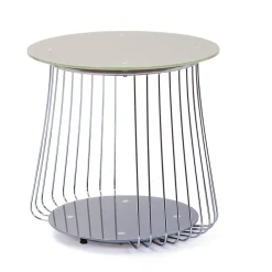 Tavolino da Salotto Grigio Forma Circolare Materiale Piano in Metallo 50x50x50h cm, Colore Ripiano Grigio - Cavalese