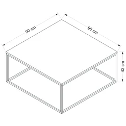 Tavolino da Salotto Grigio Nero un Vano Forma Rettangolare 90x90x42h cm, Colore Struttura Nero - Arcella
