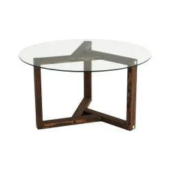 Tavolini Da Salotto|Salotto > Dmora Tavolino da Salotto Effetto Fume Forma Rotonda 75x75x40h cm, Materiale Struttura in Vetro - Luigia Grigio Noce