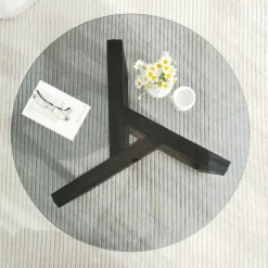 Tavolini Da Salotto|Salotto > Dmora Tavolino da Salotto Effetto Fume Forma Rotonda 75x75x40h cm, Materiale Struttura in Vetro - Luigia Grigio Noce