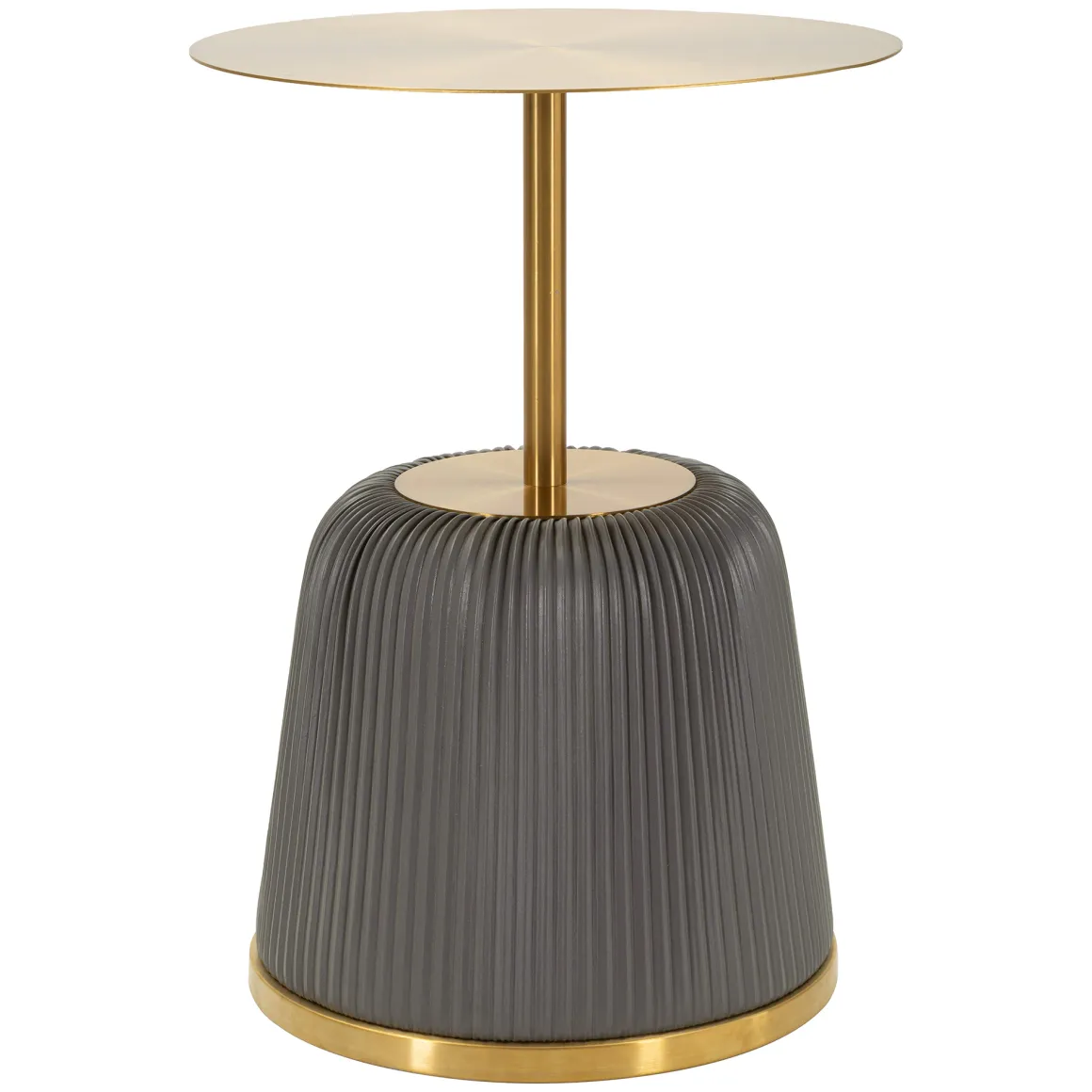 Tavolino da Salotto Grigio oro Forma Rotondo Colore Ripiano Grigio 43x35x43h cm, Materiale Struttura in Plastica - Kep