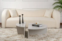 Tavolino da Salotto Grigio Peso Massimo Supportato 15 kg Forma Ovale 90x60x35h cm, Materiale Piano in Legno Nobilitato - Mansue