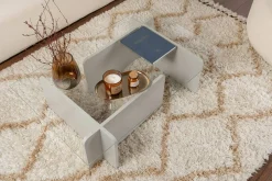 Tavolini Da Salotto > Dmora Tavolino da Salotto Portariviste Forma Rettangolare 105x65x30h cm, Materiale Piano in Vetro - Kallias Grigio