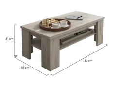 Tavolini Da Salotto > Dmora Tavolino da Salotto un Vano Forma Rettangolare 130x67x41h cm, Sfumatura Colore Ripiano Rovere Grigio - Carlazzo Grigio Rovere Grigio