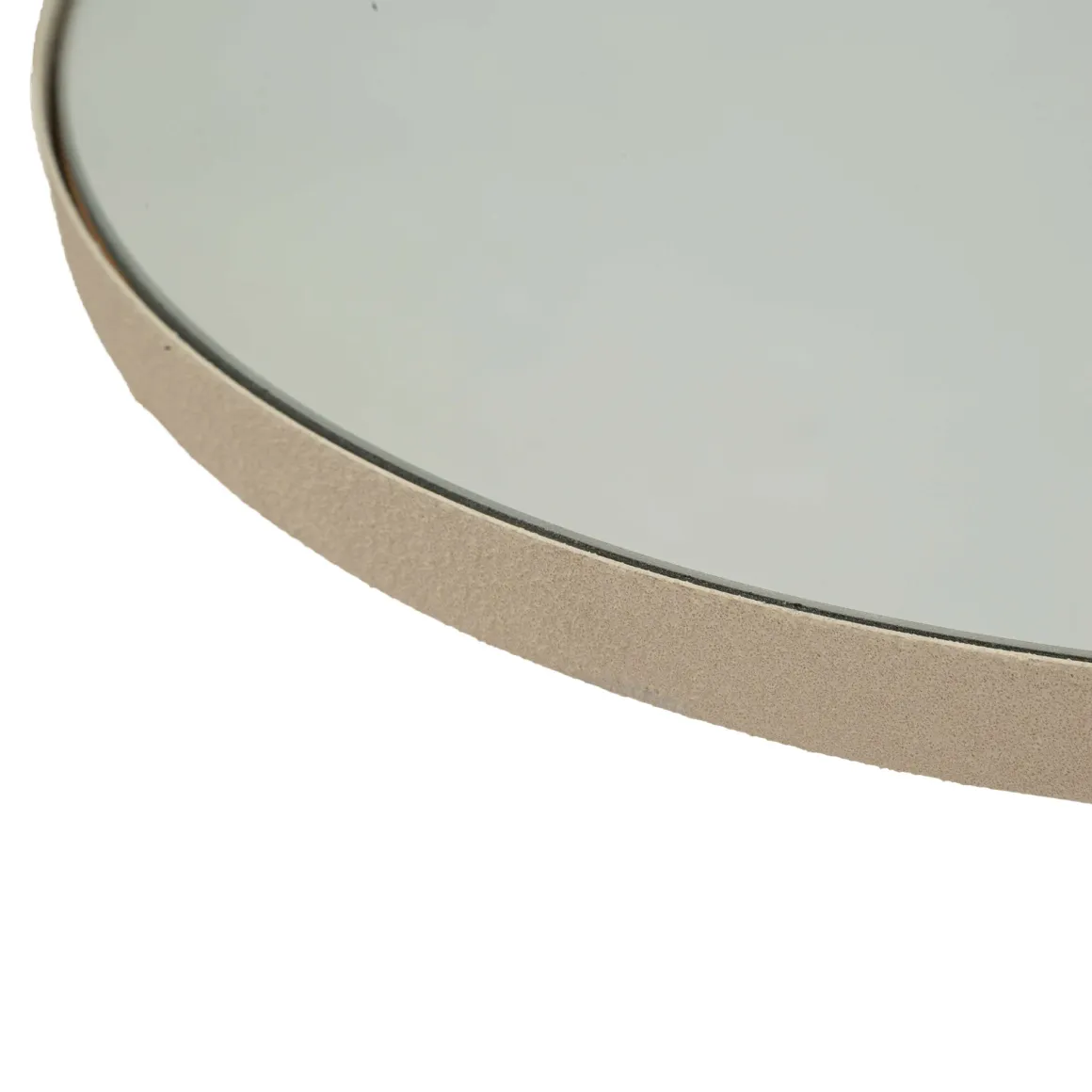 Tavolino da Salotto Grigio Tortora Trasparente Forma Rotondo Colore Ripiano Trasparente 41x41x42h cm, Materiale Struttura in Vetro - Fameso
