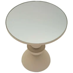 Tavolino da Salotto Grigio Tortora Trasparente Forma Rotondo Colore Ripiano Trasparente 41x41x42h cm, Materiale Struttura in Vetro - Fameso