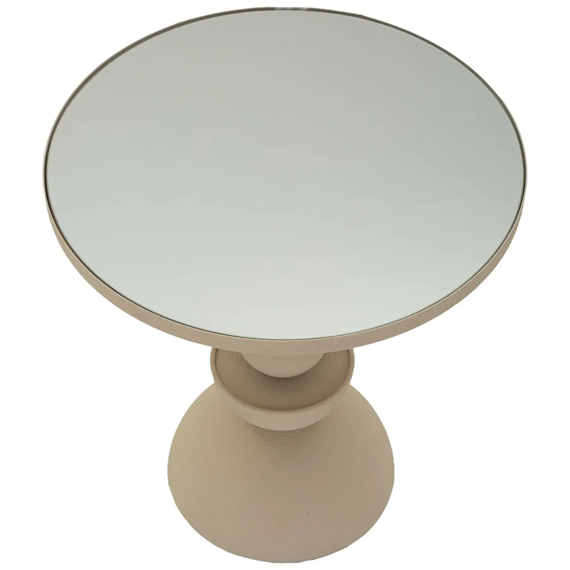 Tavolino da Salotto Grigio Tortora Trasparente Forma Rotondo Colore Ripiano Trasparente 41x41x42h cm, Materiale Struttura in Vetro - Fameso