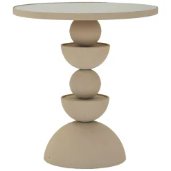 Tavolino da Salotto Grigio Tortora Trasparente Forma Rotondo Colore Ripiano Trasparente 41x41x42h cm, Materiale Struttura in Vetro - Fameso