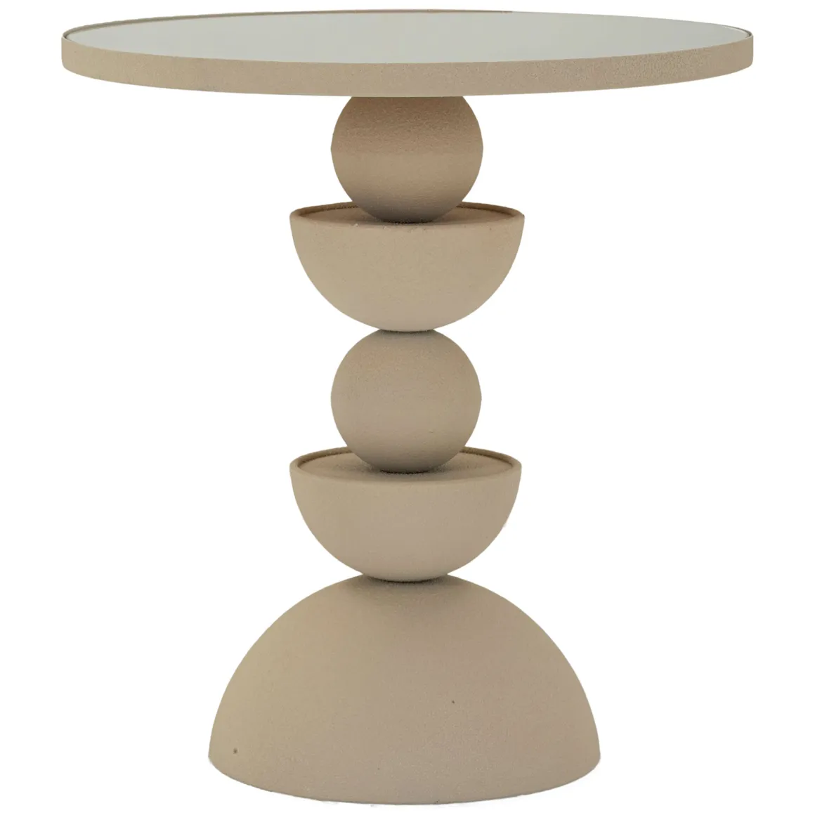 Tavolino da Salotto Grigio Tortora Trasparente Forma Rotondo Colore Ripiano Trasparente 41x41x42h cm, Materiale Struttura in Vetro - Fameso