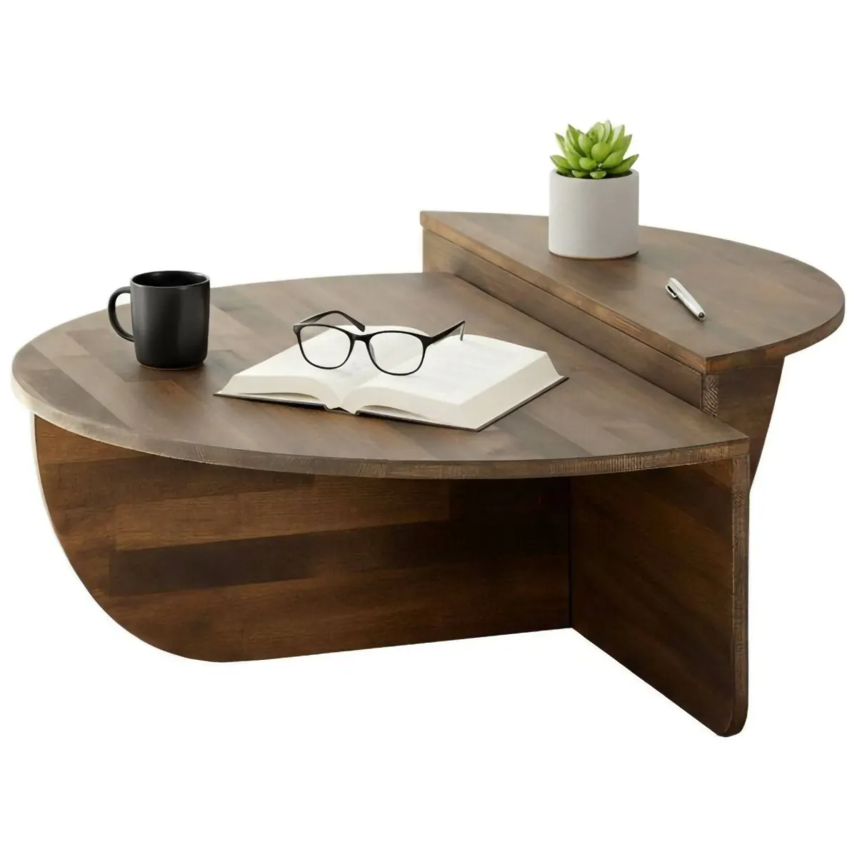 Tavolini Da Salotto|Salotto > Dmora Tavolino da salotto irregolare noce 90x60x35h cm - Azim Marrone Noce