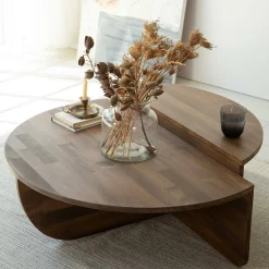 Tavolini Da Salotto|Salotto > Dmora Tavolino da salotto irregolare noce 90x60x35h cm - Azim Marrone Noce