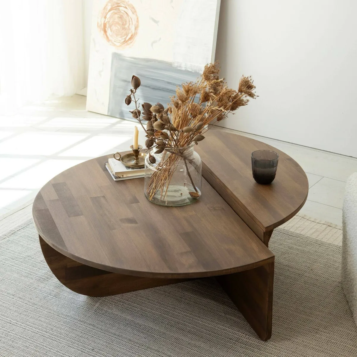 Tavolini Da Salotto|Salotto > Dmora Tavolino da salotto irregolare noce 90x60x35h cm - Azim Marrone Noce