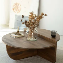 Tavolini Da Salotto|Salotto > Dmora Tavolino da salotto irregolare noce 90x60x35h cm - Azim Marrone Noce