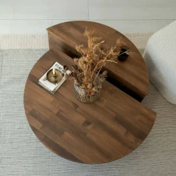 Tavolini Da Salotto|Salotto > Dmora Tavolino da salotto irregolare noce 90x60x35h cm - Azim Marrone Noce