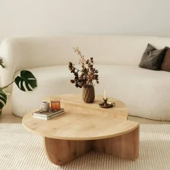 Tavolino da salotto irregolare rovere 90x90x35h cm - Azim