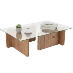 Tavolini Da Salotto > Dmora Tavolino da salotto Kallias, 105x65 h30 cm, Pino Marrone Pino