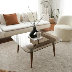 Tavolino da Salotto Marrone Bronzo Effetto Fume Forma Rettangolare 80x80x40h cm, Sfumatura Colore Struttura Bronzo - Mezzagno