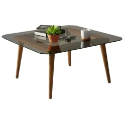 Tavolino da Salotto Marrone Bronzo Effetto Fume Forma Rettangolare 80x80x40h cm, Sfumatura Colore Struttura Bronzo - Mezzagno