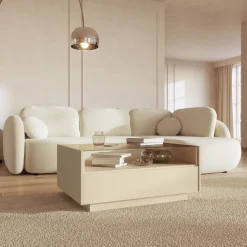 Tavolini Da Salotto > Dmora Tavolino da Salotto Marrone Chiaro Marrone Rovere un Cassetto un Vano 96x40x43h cm, Forma Rettangolare - Karisasa Marrone Rovere, Marrone Chiaro