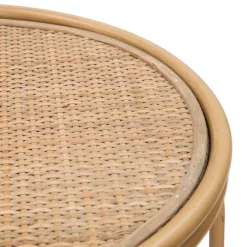 Tavolino da Salotto Marrone Effetto Rattan Forma Rotondo 40x40x55h cm, Colore Ripiano Marrone - Socotr