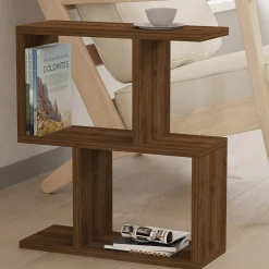 Tavolini Da Salotto > Dmora Tavolino da Salotto 2 Vani Forma Rettangolare 90x40x55h cm, Materiale Piano in Legno Nobilitato Marrone Noce