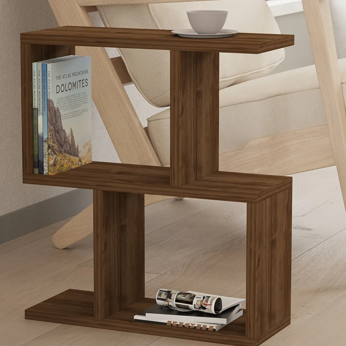 Tavolini Da Salotto > Dmora Tavolino da Salotto 2 Vani Forma Rettangolare 90x40x55h cm, Materiale Piano in Legno Nobilitato Marrone Noce